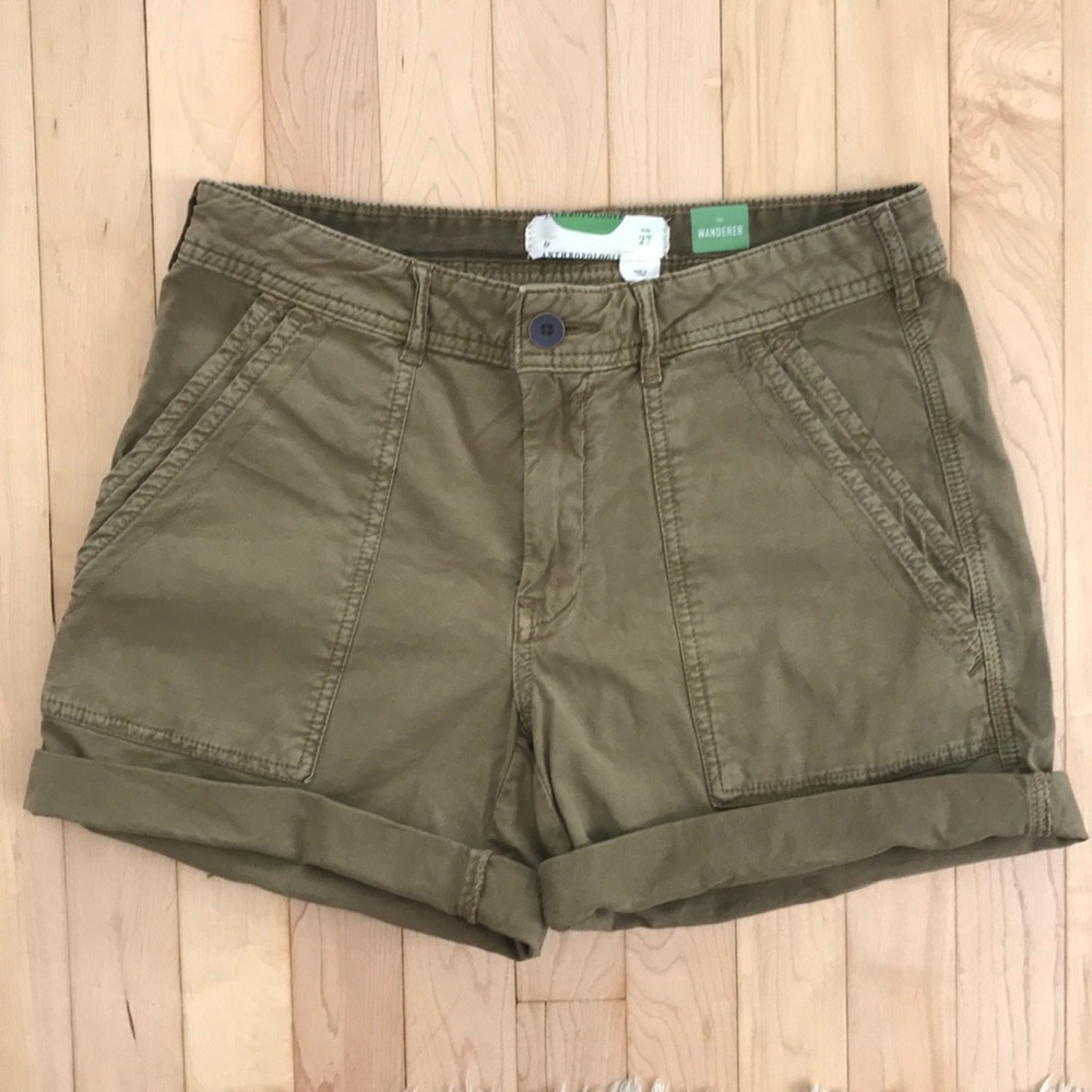 Anthropologie The Wanderer Utility Shorts in Moss